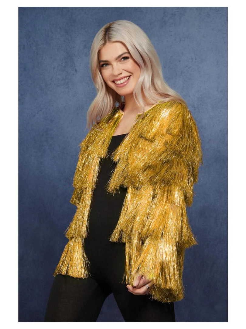 Smiffys Gold Tinsel Festival Jacket 5 Smiffys Gold Tinsel Festival Jacket