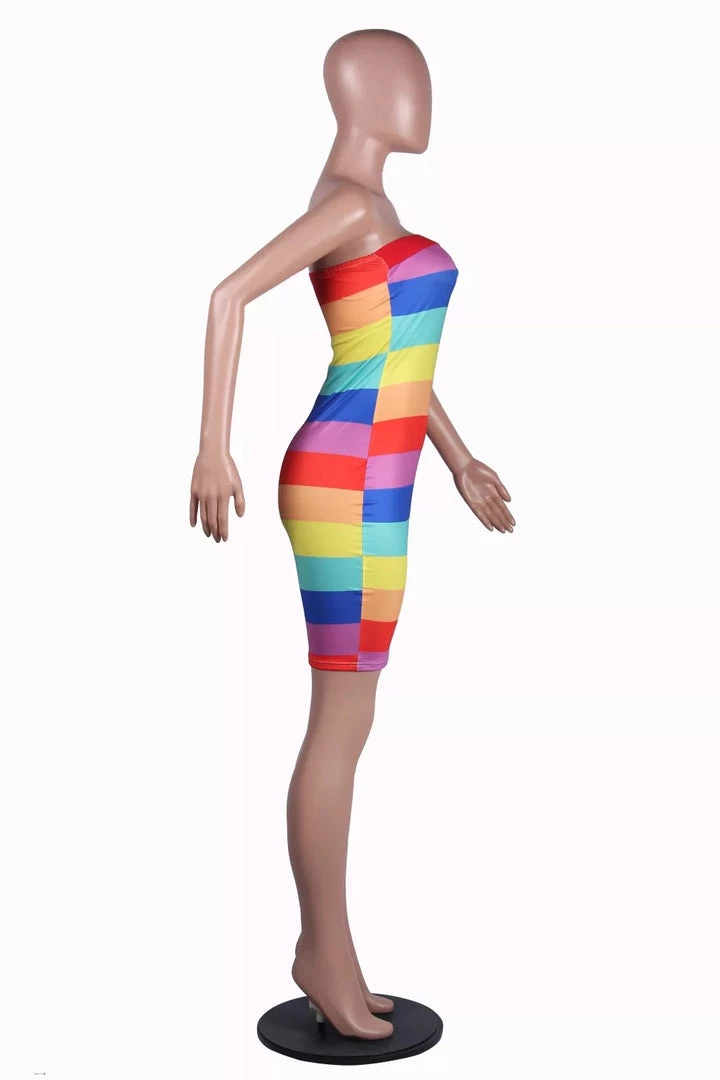 Hurly-Burly Rainbow Sexy Tube Dress Adults 5 Hurly-Burly Rainbow Sexy Tube Dress Adults
