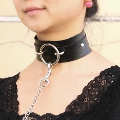 AnneCart Chokers Black O-Ring Choker With Lead