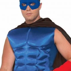 TomFoolery Men's Padded Fake Superhero Muscle Chest Blue