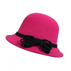 Trademart 1920's Gatsby Accessories Hot Pink Ladies Cloche Hat With Bow