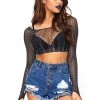 Leg Avenue Festival Wear Rainbow Glitter Net Cropped Top
