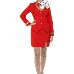 Hurly-Burly Red Air Hostess Costume Uniforms