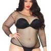 Leg Avenue Festival Wear Plus Size Black Long Sleeved Fishnet Top