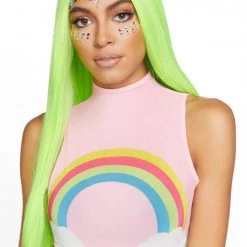 Leg Avenue Rainbow High Neck Mesh Crop Top