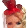 Smiffys Red Mini Top Hat On Headband Funny Costumes