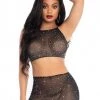 Leg Avenue Rhinestone Skirt And Crop Top Set