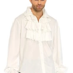 Leg Avenue Men's White Ruffle Front Shirt
