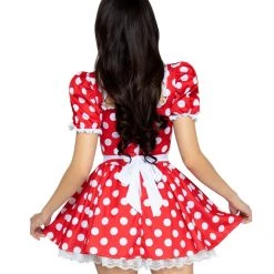 Leg Avenue Adults Red And White Polka Dot Dress With Headband Costume
