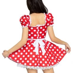 Leg Avenue Adults Red And White Polka Dot Dress With Headband Costume