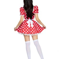 Leg Avenue Adults Red And White Polka Dot Dress With Headband Costume