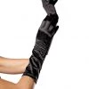 Jacky Wang 38cm Mid Length Black Satin Gloves