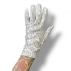 Jacky Wang White Sequin Gloves