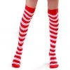 Hurly-Burly Red And White Striped Knee High Socks