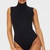 Hurly-Burly (D) Black Opaque High Necked Bodysuit