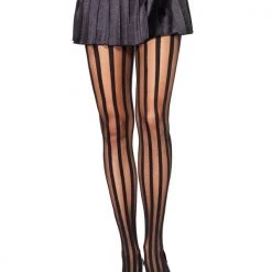 Leg Avenue Opaque Black Stripe Tights Hosiery