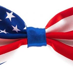 AnneCart Neck Ties USA Flag Satin Pre-Tied Bow Tie