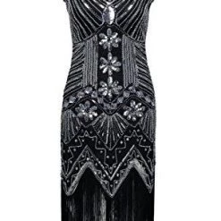 AnneCart Black Sequined 1920's Gatsby Dress Dresses
