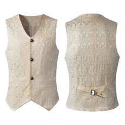 Annecart Cream Men's Jacquard Waistcoat 1920's Great Gatsby