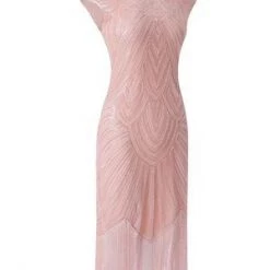 Best Dance Soft Pink Beaded Cap Sleeve Great Gatsby Dress Dresses