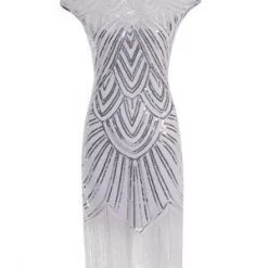 Best Dance White Beaded Cap Sleeve Great Gatsby Dress Dresses