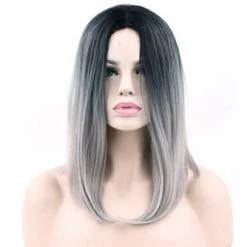 Jacky Wang Wigs Straight Black Ombre Bob Wig