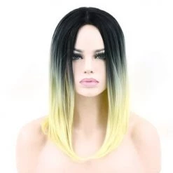 Jacky Wang Wigs Straight Black Ombre Bob Wig