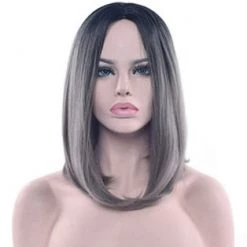 Jacky Wang Wigs Straight Black Ombre Bob Wig