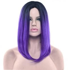 Jacky Wang Wigs Straight Black Ombre Bob Wig
