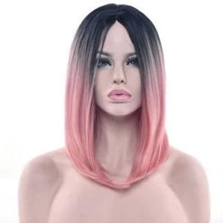 Jacky Wang Wigs Straight Black Ombre Bob Wig