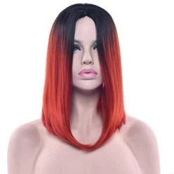 Jacky Wang Wigs Straight Black Ombre Bob Wig