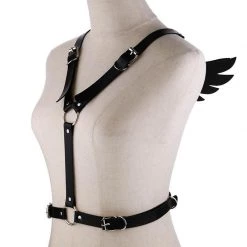 AnneCart Black PU Leather Wings Harness