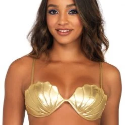 Leg Avenue Fairytale & Mystical Gold Mermaid Shell Bra Top
