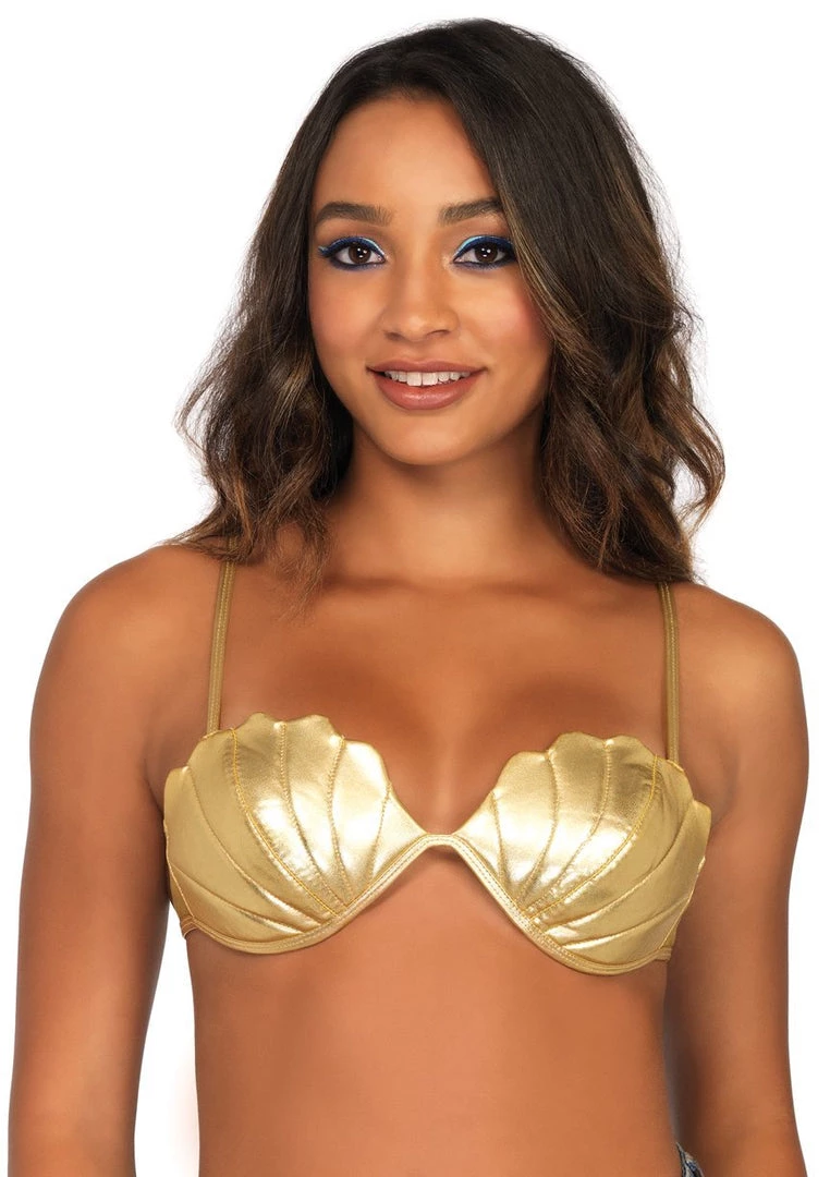 Leg Avenue Fairytale & Mystical Gold Mermaid Shell Bra Top 3 Leg Avenue Fairytale & Mystical Gold Mermaid Shell Bra Top
