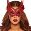 Leg Avenue Red Glitter Devil Mask Halloween