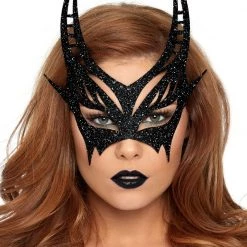 Leg Avenue Halloween Black Glitter Devil Mask