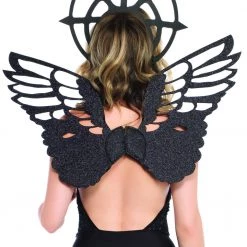 Leg Avenue Halloween Black Fallen Angel Glitter Wings And Headband 11 Leg Avenue Halloween Black Fallen Angel Glitter Wings And Headband