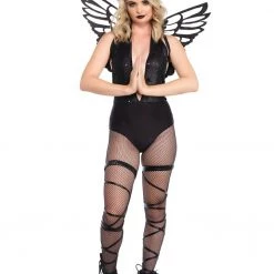 Leg Avenue Halloween Black Fallen Angel Glitter Wings And Headband 10 Leg Avenue Halloween Black Fallen Angel Glitter Wings And Headband