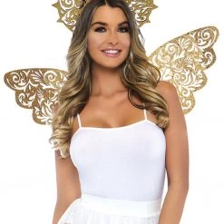 Leg Avenue Golden Angel Glitter Wings And Headband Pride