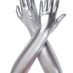 AnneCart 45cm Silver Metallic Gloves