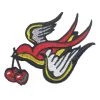 Hurly-Burly Swallow With Cherries Iron On Patch