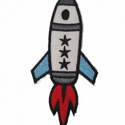 Hurly-Burly White Rocket Iron On Patch