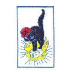 Hurly-Burly (p) Iron-on Patches Lucky And On Fire! Cat Iron On Patch