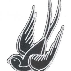 Hurly-Burly (p) Black & White Swallow Iron On Patch Iron-on Patches