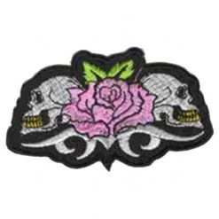 DHGate Pink Rose & Skulls Iron On Patch