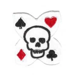 Hurly-Burly (p) Skull & Card Suits Iron On Patch