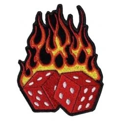 Hurly-Burly (p) Iron-on Patches Large Flaming Dice Iron On Patch