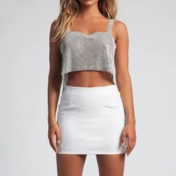 Hurly-Burly Festival Wear Silver Rhinestone Festival Top