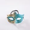 DHGate Gold And Blue Glitter Masquerade Mask