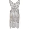 Hurly-Burly White And Gold Sequined 1920's Dress 1920's Great Gatsby